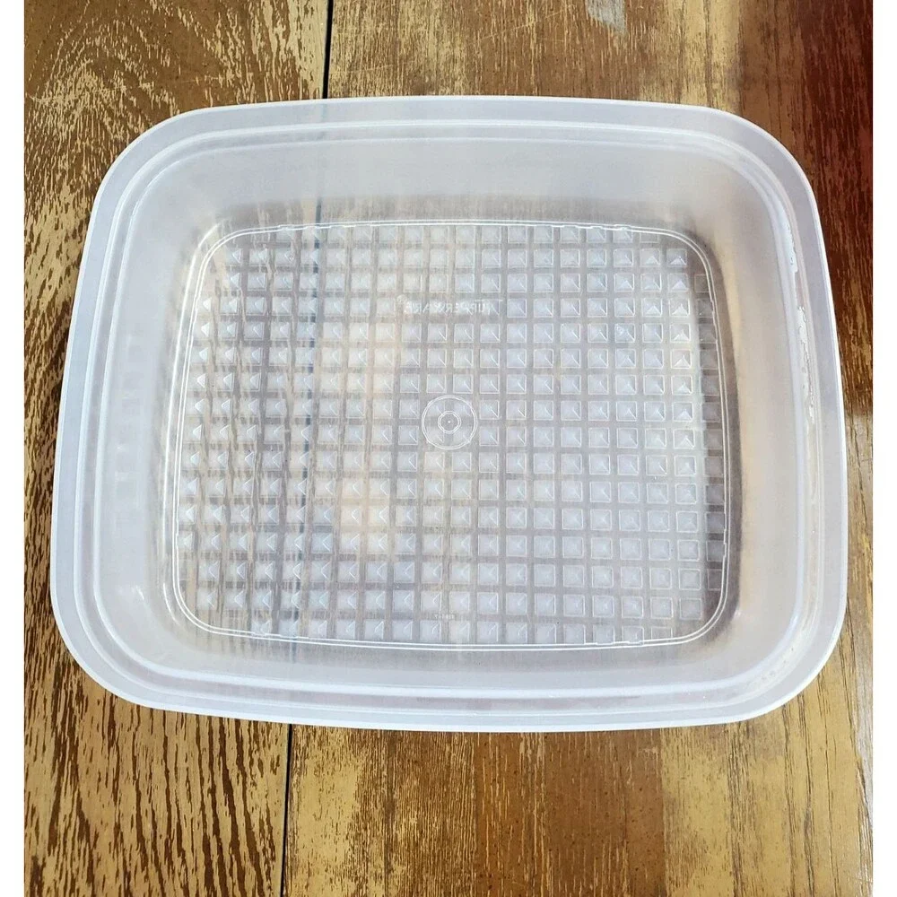Vintage Tupperware 1518 Junior Season Serve Marinating Meat Container Lid Red